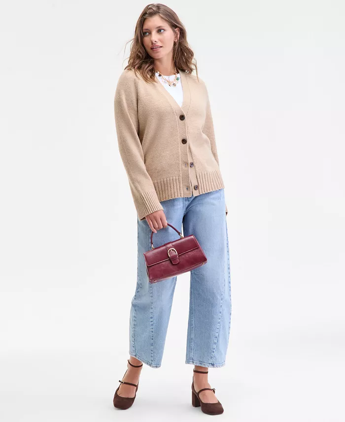 Women's Saddle Sleeve V-Neck Cardigan - thumbnail 2