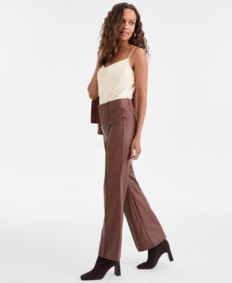 Petite Faux-Leather Flared Pants, Macy's Exclusive 