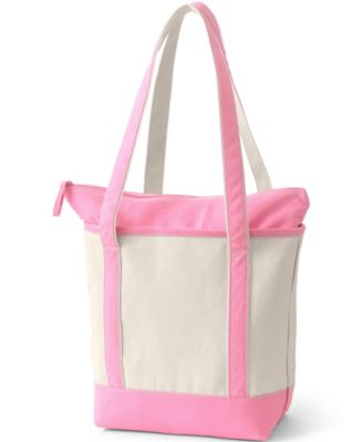 Medium 5 Pocket Zip Top Long Handle Canvas Tote Bag