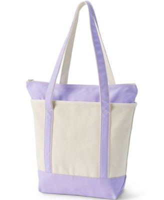 Medium 5 Pocket Zip Top Long Handle Canvas Tote Bag