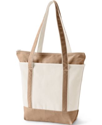 Medium 5 Pocket Zip Top Long Handle Canvas Tote Bag