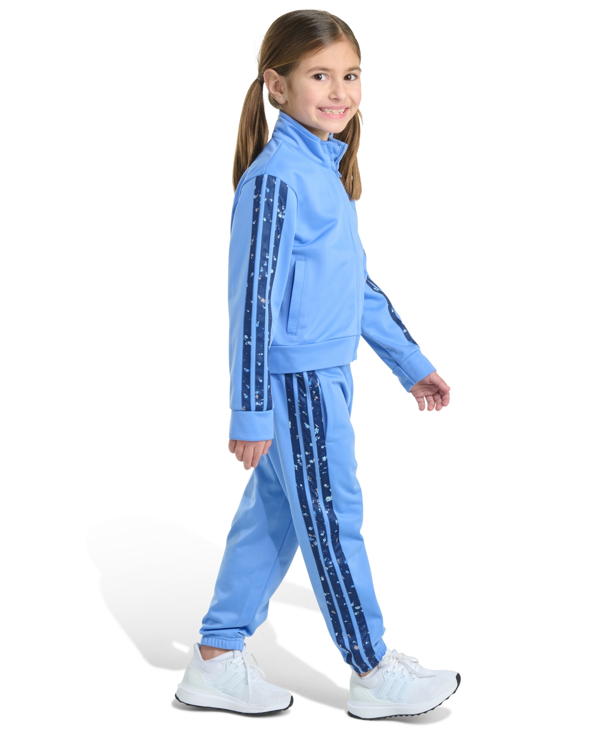 Adidas Originals Toddler And Little Girls 2-piece Long Sleeve 3-stripe Tricot Set In Blue