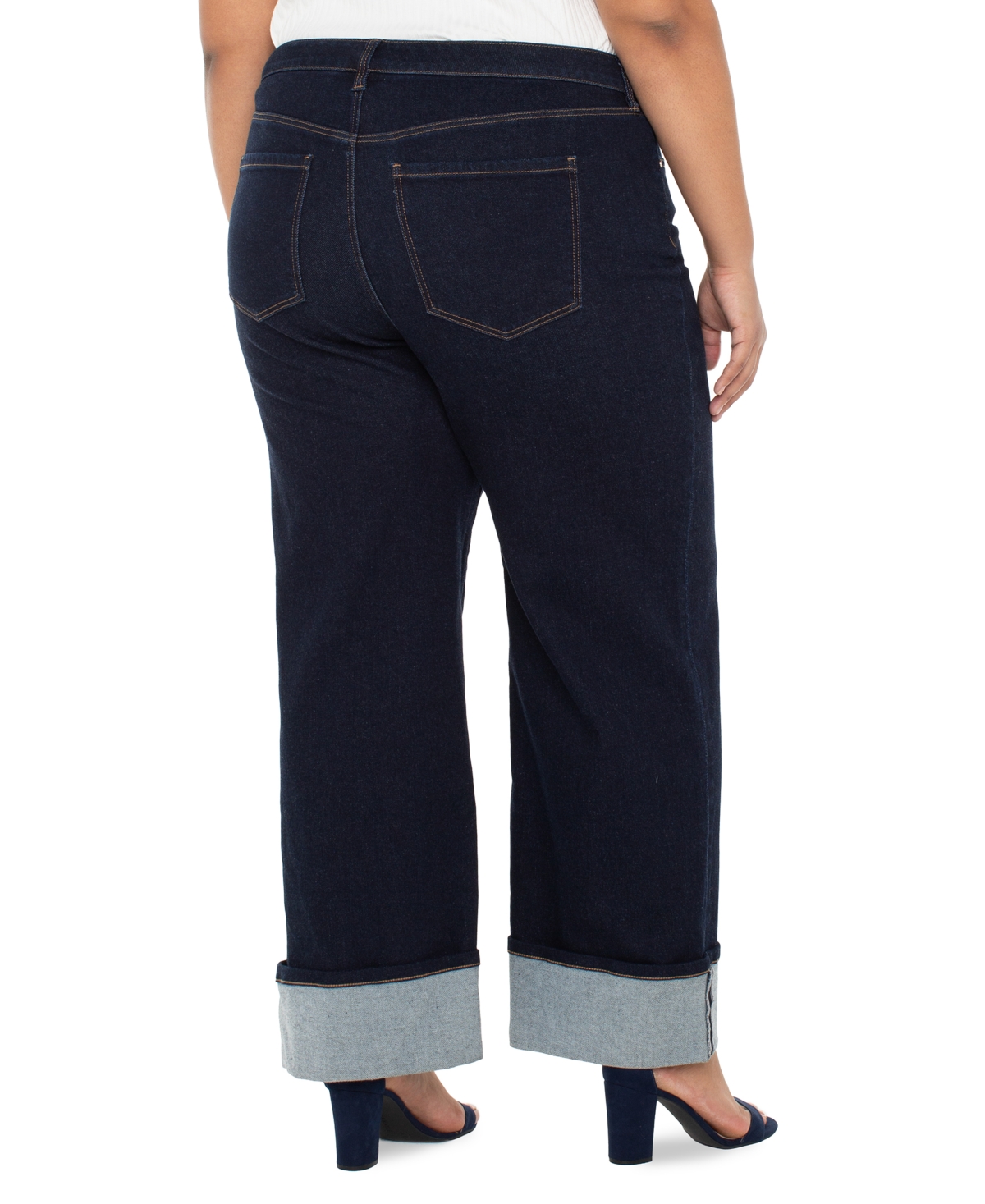 Liverpool Los Angeles Plus Size Morgan Cuffed Wide Leg Pants In Black
