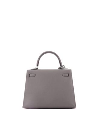 Pre-Owned Hermes Kelly 25 Handbag Grey Epsom with Palladium Hardware