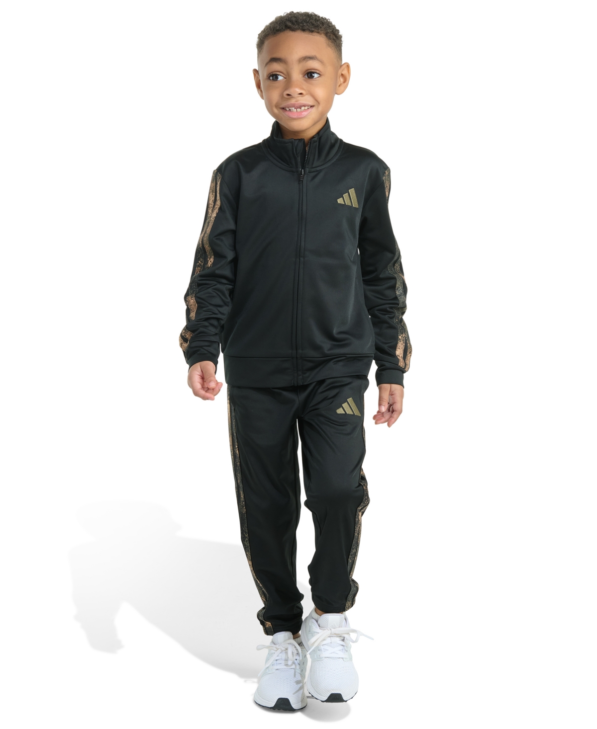 Adidas Originals Toddler And Little Boys 3 Stripe Jacket And Joggers Pant Set In Black