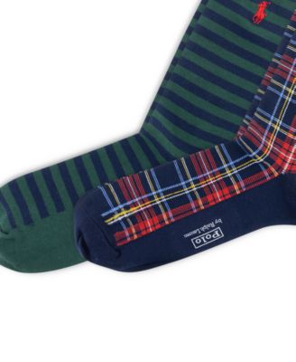 Men's 2-Pack Plaid and Stripe Socks