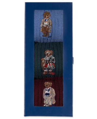 Men's 3-Pack Embroidered Bears Socks Gift Box