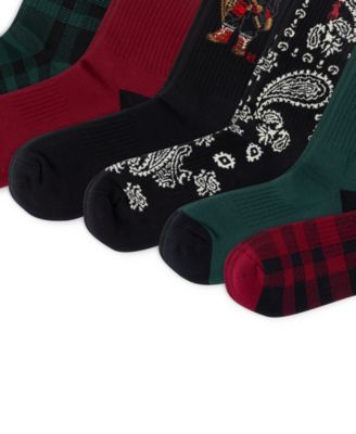 Men's 6-Pack Holiday Bear Crew Socks