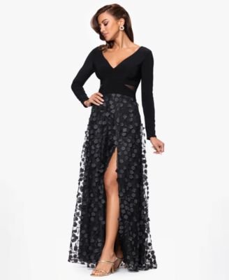 Petite Long Sleeve Embellished Skirt Dress