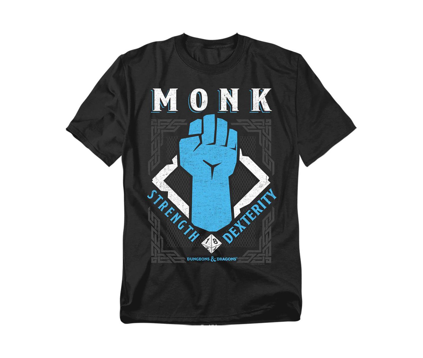 Мужская футболка D&D Big & Tall Dungeons Dragons Monk Strength Dexterity, цвет: Чёрный — фото 1