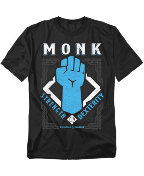 Мужская футболка D&D Big & Tall Dungeons Dragons Monk Strength Dexterity, цвет: Чёрный