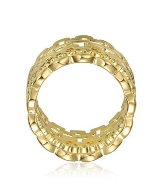 Chic 14K Gold Plated with Round Cubic Zirconia Geometric Stacking Ring