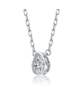 Pear-Shaped Stud Necklace with Clear Cubic Zirconia