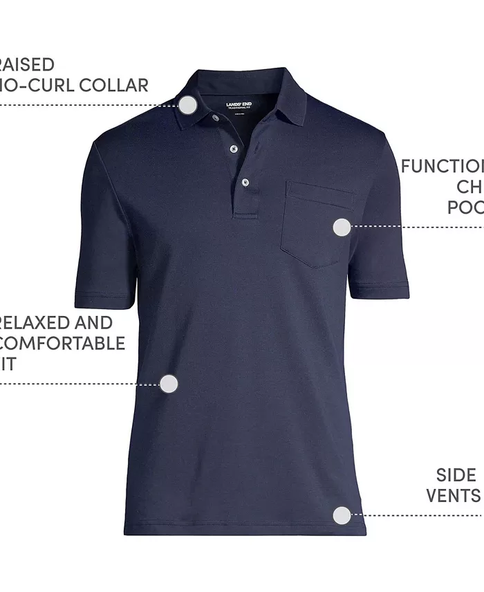 Big & Tall Short Sleeve Cotton Supima Polo Shirt with Pocket - thumbnail 8