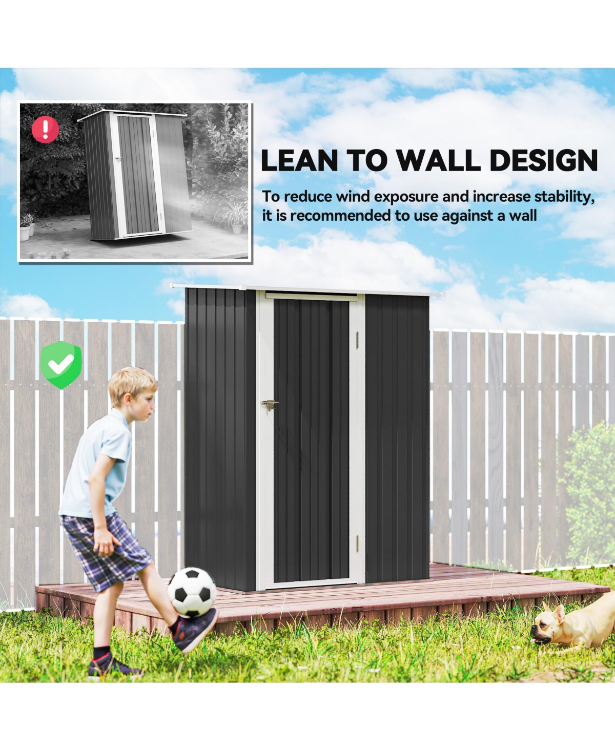 Outsunny 4.7' x 3' Metal Outdoor Storage Shed with Lockable Door