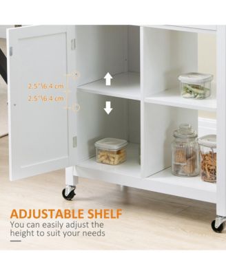 Wooden Kitchen Serving Storage Cart Serving Cabinet with Shelves
