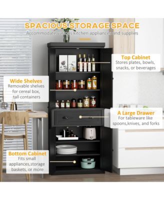 72" Kitchen Pantry Storage Cabinet with Adjustable Shelves