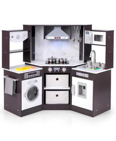 Детский игровой набор Costway Lighted Corner Kitchen Playset, Ages 3+, цвет: Коричневый