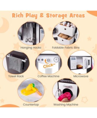 Wooden Kids Play Corner Kitchen with Realistic Lights and Sounds Lighted Range Hood