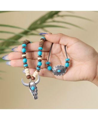 Beaded Layered Necklace in Turquoise and Amber Hues