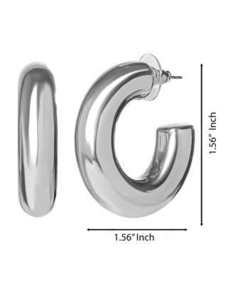 Mini Chunky Silver Hoop Earrings