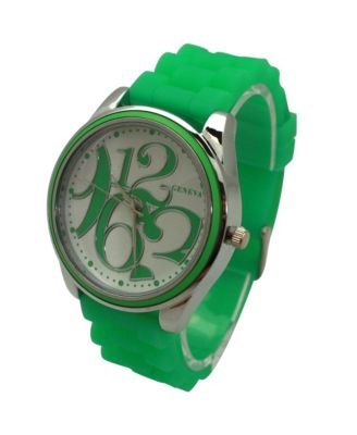 Lime Green Round Big Face with Colorful Numbers Women Watch
