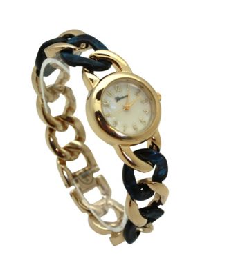 Navy Gold Chain and Tortoise Strap Women Watch