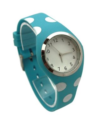 Light Blue Polka Dots Silicone Band Women Watch