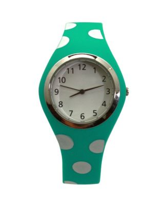 Mint Polka Dots Silicone Band Women Watch