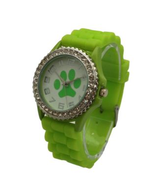 Lime Every Day Silicone Paw and Rhinestones Colorful Women Watch