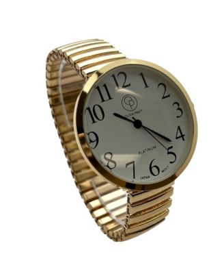 Gold Stretch Band Big Face Shiny Colors Women Watch