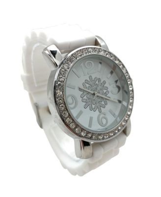 White Merry Christmas Silicone Band Themed Women Watch