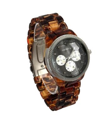 Brown Tortoise Acrylic Band Women Watch