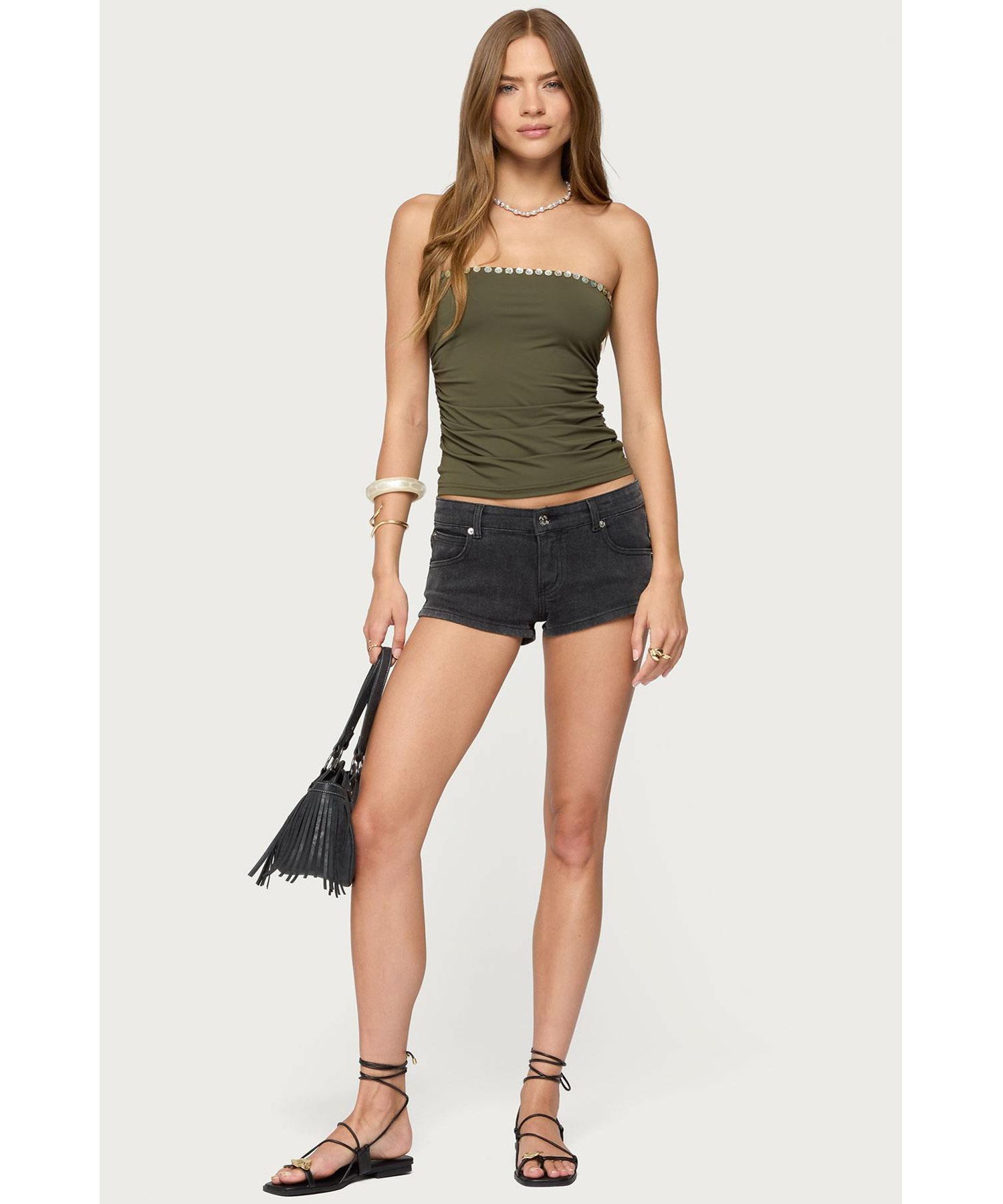 Womens Liat Ruched Built In Bra Tube Top