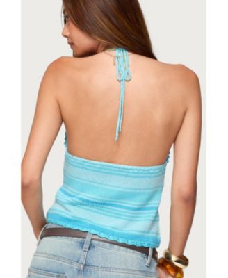 Women's Suanne Crochet & Knit Stripey Halter Top