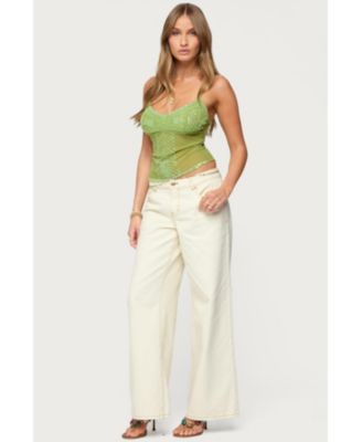 Women's Azelia Beaded Sheer Mesh Chiffon Top