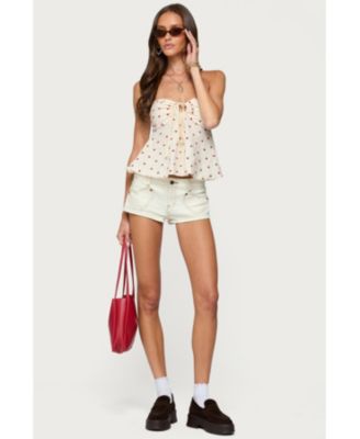 Women's Izzey Polka Dot Strapless Babydoll Top