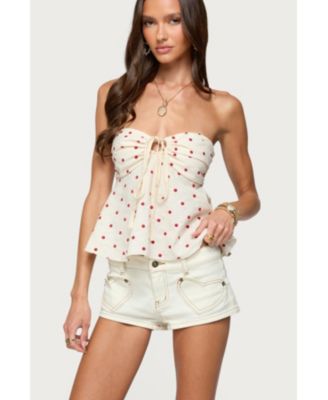 Women's Izzey Polka Dot Strapless Babydoll Top