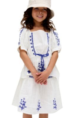 Little Girls Raffya Ally Peplum Embroidered Blouse