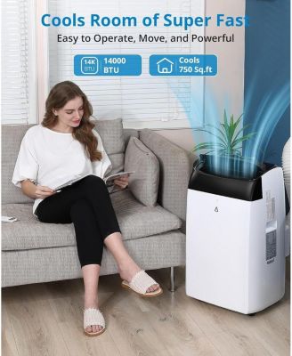 14,000 BTU Portable AC - 3-in-1 Cooling Unit, Remote Control, Quiet Operation, Sleep Mode, 24-Hour Timer, Includes Window Kit, Cools 750 Sq. Ft