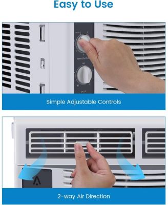 5,000 BTU Window-Mounted Air Conditioner - Mechanical Controls, Temperature Control, Perfect for Small Bedrooms, Living Rooms, Home Offices