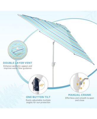 9FT Outdoor Patio Market Umbrella Aluminum Frame with Push Button Tilt Crank and 8 Steel Ribs, UV Protection Waterproof, for Garden Deck Backyard and Pool.