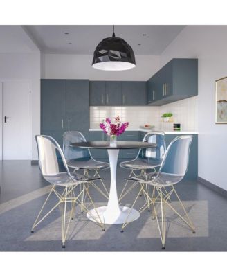 5-Piece Dining Set with 35" Round Dining Table in White Iron