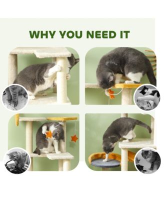 Cat Tree, 63 Inch Moon and Star Themed Cat Tower,