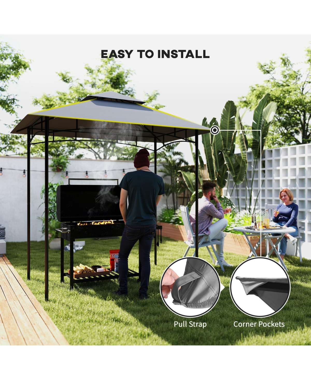 Outsunny 5' x 8' Grill Gazebo Canopy Replacement Cover Only,