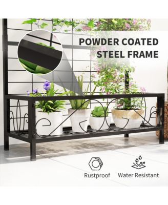 74" Tall Metal Plant Sd with Trellis and Hanging Bar,