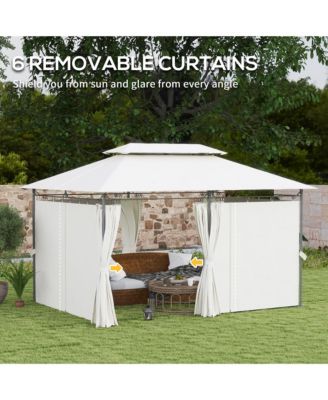 10' x 13' Double Roof Patio Gazebo with Curtains, Dark