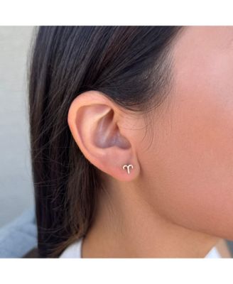 Vermeil .925 Sterling Single Zodiac Sign Stud Earring - Cancer