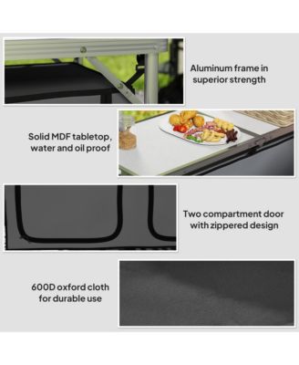 48" Outdoor Portable Aluminum Camping Picnic Folding Table w/ Storage Organizer