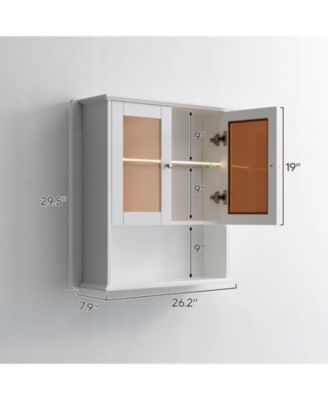 Wall Mounted Medicine Cabinet with Glass Doors - Over Bathroom Storage for Bathroom, Bedroom, Living Room - Fully Assembled